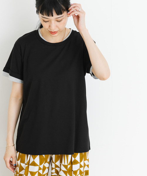 UR Lab.(アーバンリサーチラボ)の「レイヤード風Tシャツ(Tシャツ/カットソー・レディース・ベージュ/ブラック/オフホワイト・FREE)」の22枚目の写真
