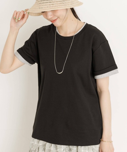 UR Lab.(アーバンリサーチラボ)の「レイヤード風Tシャツ(Tシャツ/カットソー・レディース・ベージュ/ブラック/オフホワイト・FREE)」の16枚目の写真