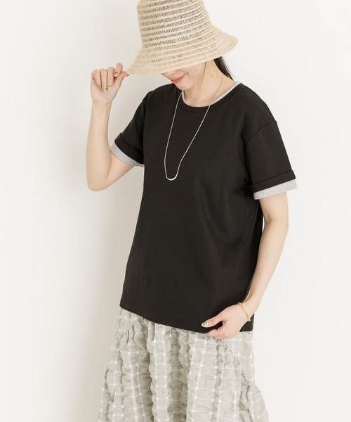 UR Lab.(アーバンリサーチラボ)の「レイヤード風Tシャツ(Tシャツ/カットソー・レディース・ベージュ/ブラック/オフホワイト・FREE)」の11枚目の写真
