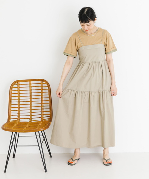 UR Lab.(アーバンリサーチラボ)の「レイヤード風Tシャツ(Tシャツ/カットソー・レディース・ベージュ/ブラック/オフホワイト・FREE)」の7枚目の写真