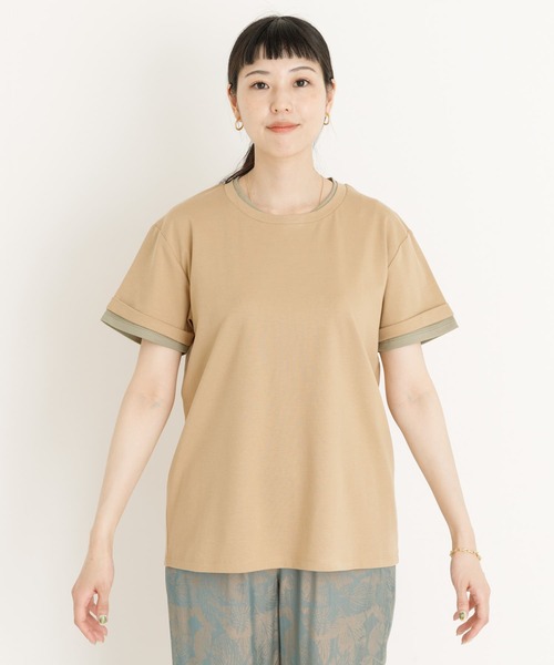 UR Lab.(アーバンリサーチラボ)の「レイヤード風Tシャツ(Tシャツ/カットソー・レディース・ベージュ/ブラック/オフホワイト・FREE)」の10枚目の写真