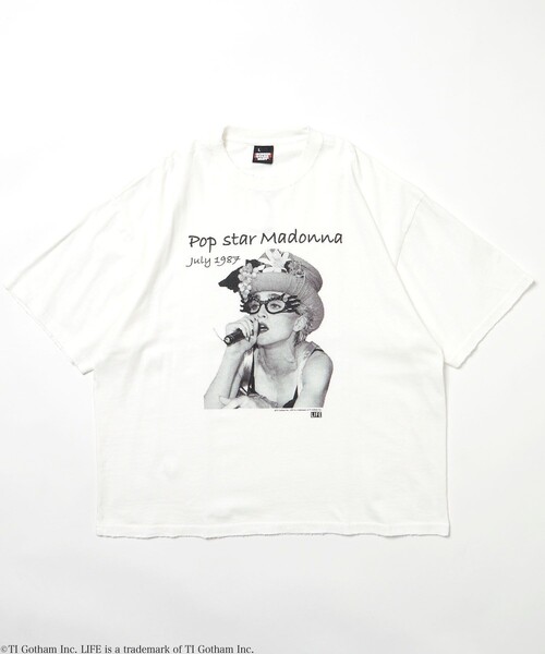 LIFE(ライフ)の「LIFE/ライフ 別注 マドンナ コラボフォト コラージュTシャツ/SP LIFE Madonna Dot Tee(Tシャツ/カットソー・メンズ・オフホワイト/グレー・MEDIUM/LARGE)」の3枚目の写真