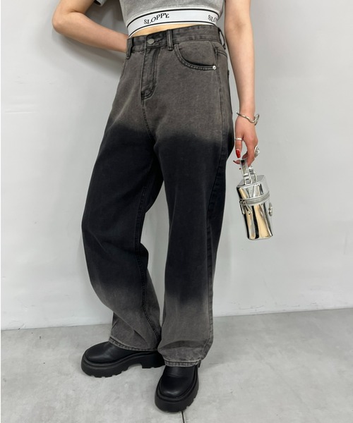 WHO'S WHO gallery（フーズフーギャラリー）の「グラデーションデニム（デニムパンツ・レディース・ブラック/ブルー・FREE）」の3枚目の写真