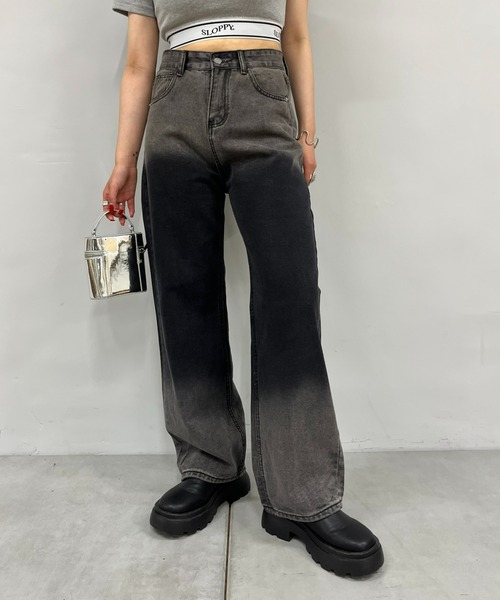 WHO'S WHO gallery（フーズフーギャラリー）の「グラデーションデニム（デニムパンツ・レディース・ブラック/ブルー・FREE）」の4枚目の写真