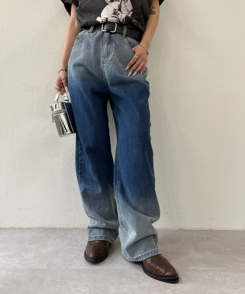 WHO'S WHO gallery（フーズフーギャラリー）の「グラデーションデニム（デニムパンツ・レディース・ブラック/ブルー・FREE）」の13枚目の写真