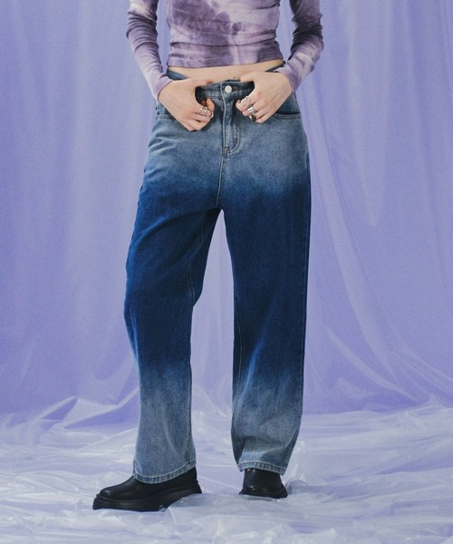 WHO'S WHO gallery（フーズフーギャラリー）の「グラデーションデニム（デニムパンツ・レディース・ブラック/ブルー・FREE）」の17枚目の写真