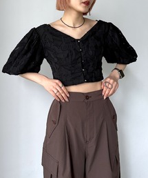 PAGEBOY | ソフトレースジャガードショートブラウス(シャツ/ブラウス)