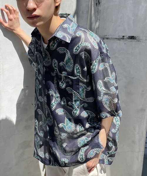 CIAOPANIC(チャオパニック)の「メッシュペイズリーシャツ(シャツ/ブラウス・レディース・ブラック/カーキ/ネイビー・MEDIUM/LARGE)」の8枚目の写真