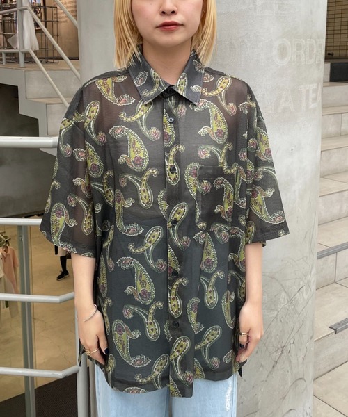 CIAOPANIC(チャオパニック)の「メッシュペイズリーシャツ(シャツ/ブラウス・レディース・ブラック/カーキ/ネイビー・MEDIUM/LARGE)」の6枚目の写真