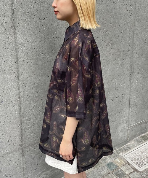 CIAOPANIC(チャオパニック)の「メッシュペイズリーシャツ(シャツ/ブラウス・レディース・ブラック/カーキ/ネイビー・MEDIUM/LARGE)」の4枚目の写真