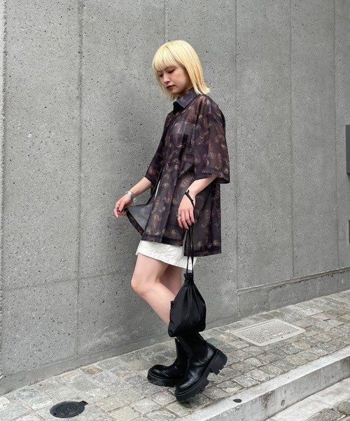 CIAOPANIC(チャオパニック)の「メッシュペイズリーシャツ(シャツ/ブラウス・レディース・ブラック/カーキ/ネイビー・MEDIUM/LARGE)」の10枚目の写真
