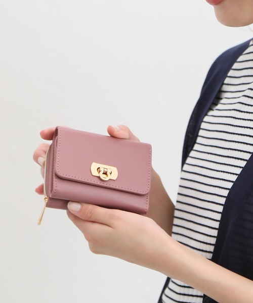 Honeys(ハニーズ)の「金具ジップウォレット(財布・レディース・ピンク/ブラック/グレイッシュベージュ/ミント・FREE)」の4枚目の写真