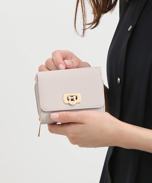 Honeys(ハニーズ)の「金具ジップウォレット(財布・レディース・ピンク/ブラック/グレイッシュベージュ/ミント・FREE)」の3枚目の写真