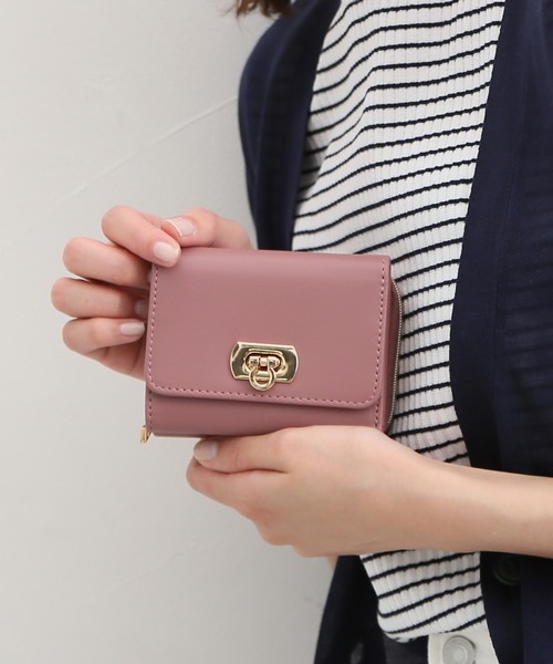 Honeys(ハニーズ)の「金具ジップウォレット(財布・レディース・ピンク/ブラック/グレイッシュベージュ/ミント・FREE)」の9枚目の写真