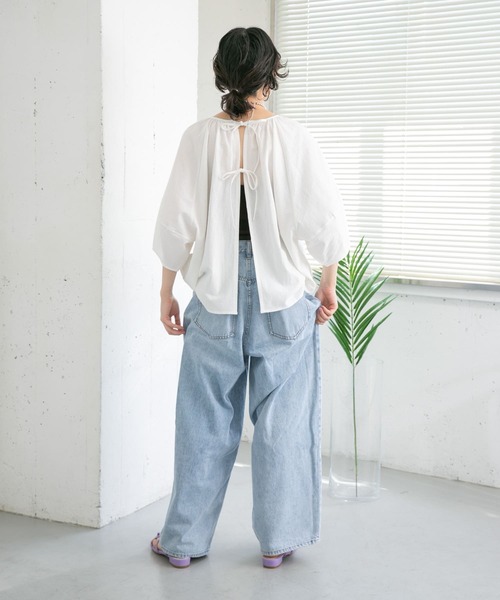 KBF（ケイビーエフ）の「前後2WAYボリュームブラウス（シャツ/ブラウス・レディース・オフホワイト/ミント/ブルー/ダークブラウン・ONE）」の10枚目の写真