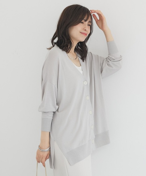 Doux archives（ドゥアルシーヴ）の「【ＵＶ防止機能】ミドル丈ニットカーデ（カーディガン/ボレロ・レディース・オフホワイト/ブラック/シルバーグレー/ピンク・FREE）」の3枚目の写真