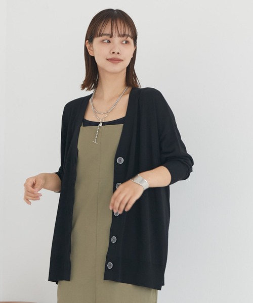 Doux archives（ドゥアルシーヴ）の「【ＵＶ防止機能】ミドル丈ニットカーデ（カーディガン/ボレロ・レディース・オフホワイト/ブラック/シルバーグレー/ピンク・FREE）」の7枚目の写真