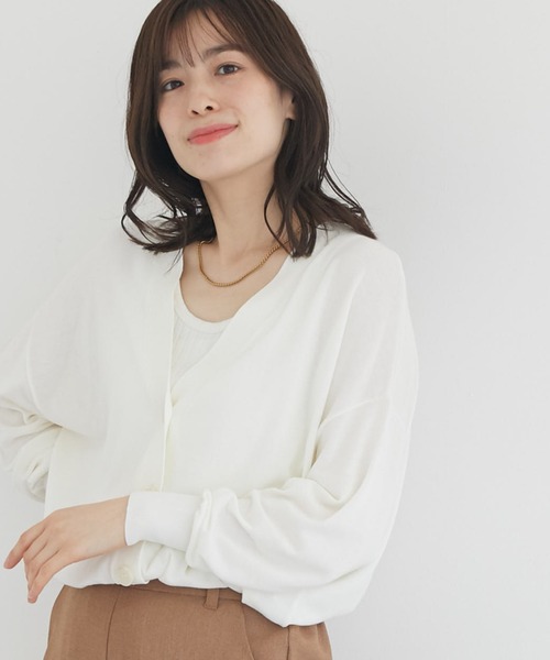 Doux archives（ドゥアルシーヴ）の「【ＵＶ防止機能】ミドル丈ニットカーデ（カーディガン/ボレロ・レディース・オフホワイト/ブラック/シルバーグレー/ピンク・FREE）」の17枚目の写真