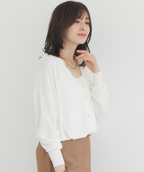 Doux archives（ドゥアルシーヴ）の「【ＵＶ防止機能】ミドル丈ニットカーデ（カーディガン/ボレロ・レディース・オフホワイト/ブラック/シルバーグレー/ピンク・FREE）」の18枚目の写真