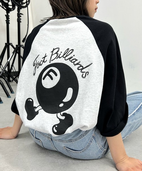 WHO'S WHO gallery(フーズフーギャラリー)の「COOPER FACTビリヤードラグラン半袖ビッグTEE(Tシャツ/カットソー・レディース・ブラック×ホワイト/ブラック×グレー/ネイビー×ホワイト・FREE)」の15枚目の写真