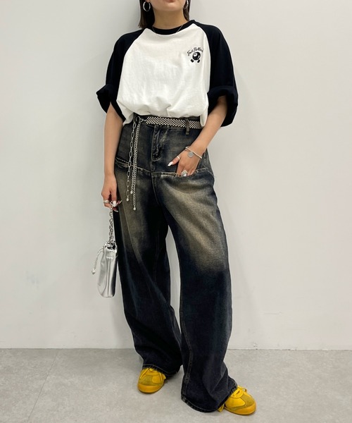 WHO'S WHO gallery(フーズフーギャラリー)の「COOPER FACTビリヤードラグラン半袖ビッグTEE(Tシャツ/カットソー・レディース・ブラック×ホワイト/ブラック×グレー/ネイビー×ホワイト・FREE)」の6枚目の写真