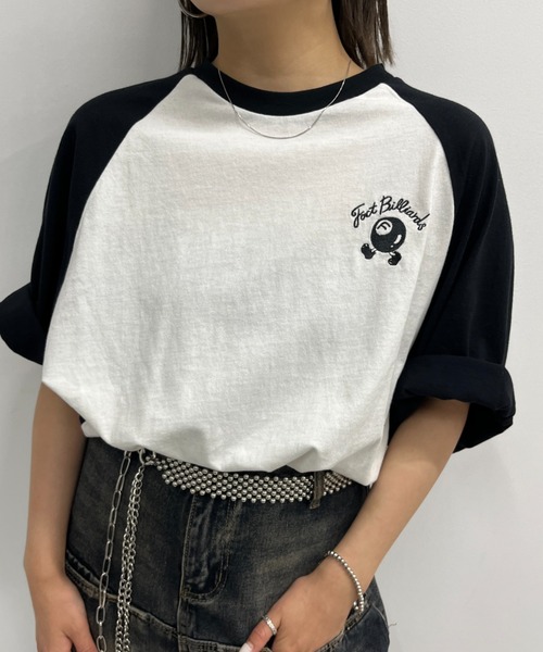 WHO'S WHO gallery(フーズフーギャラリー)の「COOPER FACTビリヤードラグラン半袖ビッグTEE(Tシャツ/カットソー・レディース・ブラック×ホワイト/ブラック×グレー/ネイビー×ホワイト・FREE)」の4枚目の写真