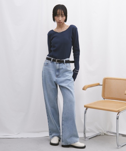 Aunt Marie's(アントマリーズ)の「カップ付バックオープンロングスリーブトップス/カットソー(Tシャツ/カットソー・レディース・ホワイト/ブラック/チャコールグレー/グレー/ネイビー/ブラウン・FREE)」の14枚目の写真