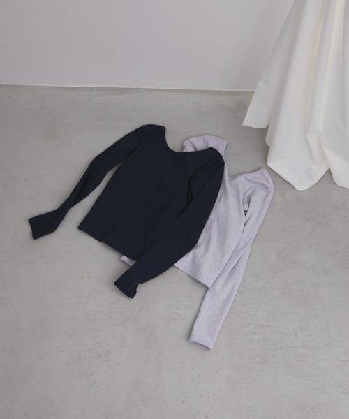 Aunt Marie's(アントマリーズ)の「カップ付バックオープンロングスリーブトップス/カットソー(Tシャツ/カットソー・レディース・ホワイト/ブラック/チャコールグレー/グレー/ネイビー/ブラウン・FREE)」の17枚目の写真