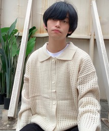 A'GEM/9 × .kom『.kom/ドットケーオーエム』メッシュ カーディガン