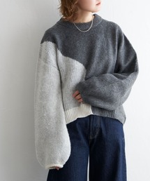 バイカラープルオーバーニット
