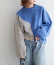 バイカラープルオーバーニット
