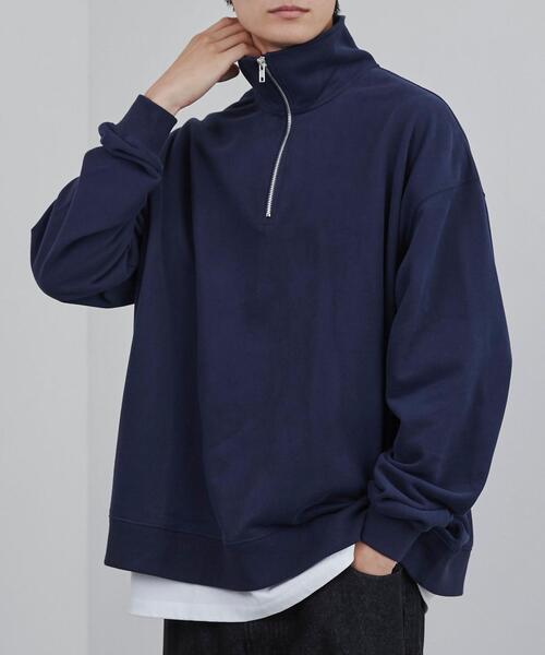 coen（コーエン）の「ビッグシルエットハーフジッププルオーバー（スウェット・メンズ・ホワイト/ライトグレー/ネイビー・M/L/XL）」の3枚目の写真