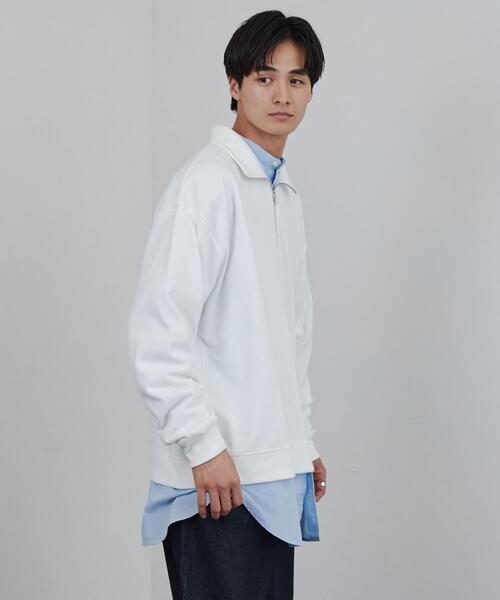 coen（コーエン）の「ビッグシルエットハーフジッププルオーバー（スウェット・メンズ・ホワイト/ライトグレー/ネイビー・M/L/XL）」の6枚目の写真