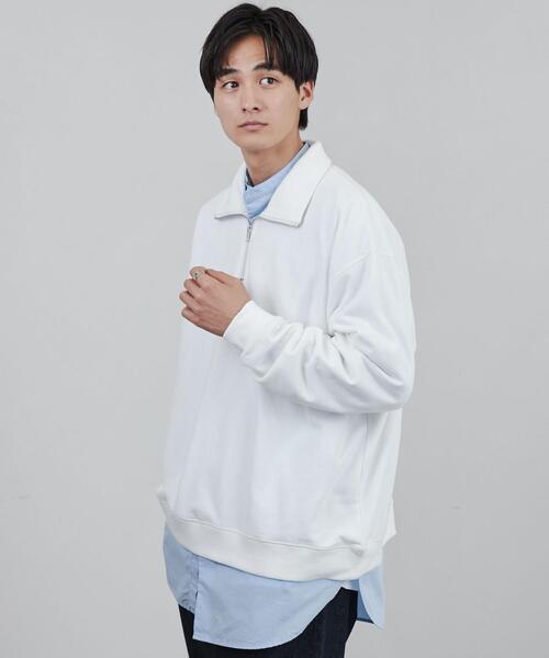 coen（コーエン）の「ビッグシルエットハーフジッププルオーバー（スウェット・メンズ・ホワイト/ライトグレー/ネイビー・M/L/XL）」の12枚目の写真