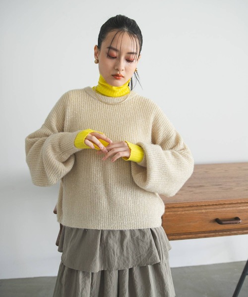 bohmal（ボマール）の「ラメニットトップス（ニット/セーター・レディース・グレー/オフホワイト/ネイビー・FREE）」の7枚目の写真