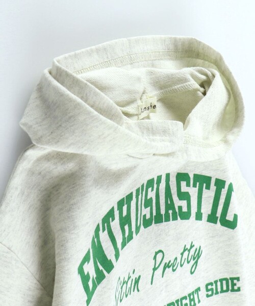 BRANSHES（ブランシェス）の「フード付きミニ丈ワンピース（ワンピース・キッズ・チャコールグレー/キナリ・90/130/150/100/120/140/110）」の11枚目の写真