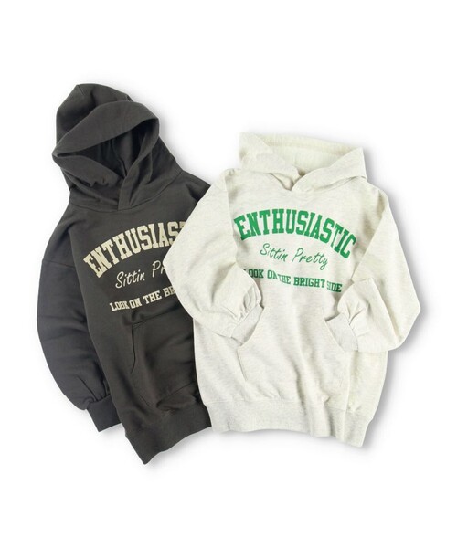 BRANSHES（ブランシェス）の「フード付きミニ丈ワンピース（ワンピース・キッズ・チャコールグレー/キナリ・90/130/150/100/120/140/110）」の7枚目の写真