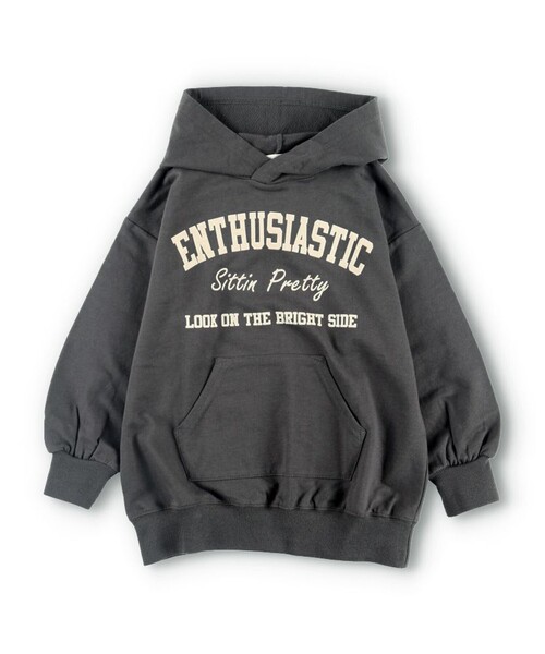 BRANSHES（ブランシェス）の「フード付きミニ丈ワンピース（ワンピース・キッズ・チャコールグレー/キナリ・90/130/150/100/120/140/110）」の18枚目の写真