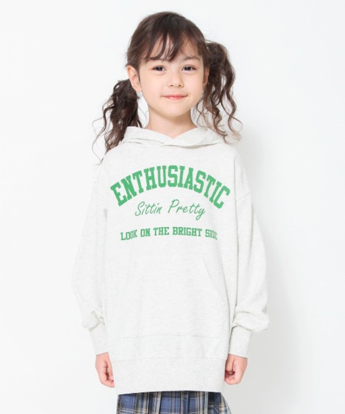 BRANSHES（ブランシェス）の「フード付きミニ丈ワンピース（ワンピース・キッズ・チャコールグレー/キナリ・90/130/150/100/120/140/110）」の2枚目の写真