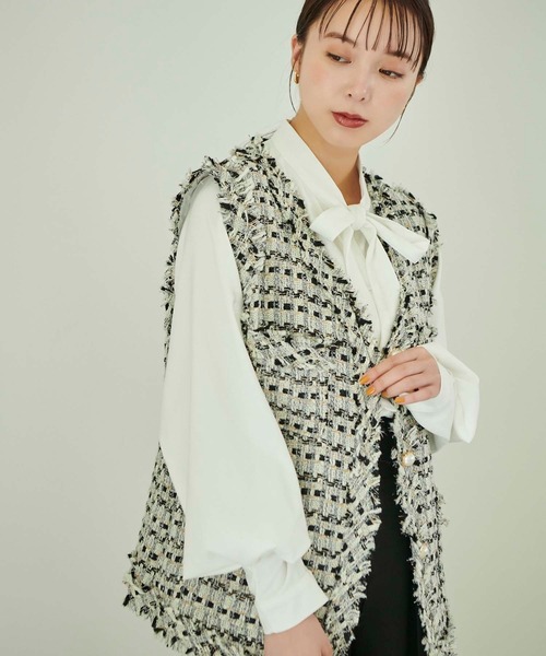 fifth（フィフス）の「チェックツイードベスト（ベスト・レディース・グレー/ブラック・M）」の4枚目の写真