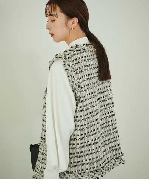 fifth（フィフス）の「チェックツイードベスト（ベスト・レディース・グレー/ブラック・M）」の5枚目の写真