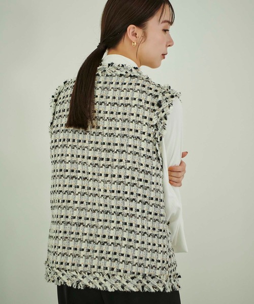 fifth（フィフス）の「チェックツイードベスト（ベスト・レディース・グレー/ブラック・M）」の6枚目の写真