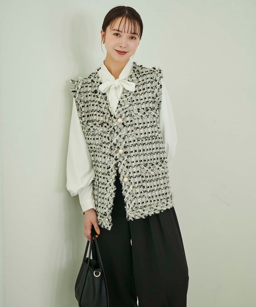 fifth（フィフス）の「チェックツイードベスト（ベスト・レディース・グレー/ブラック・M）」の8枚目の写真