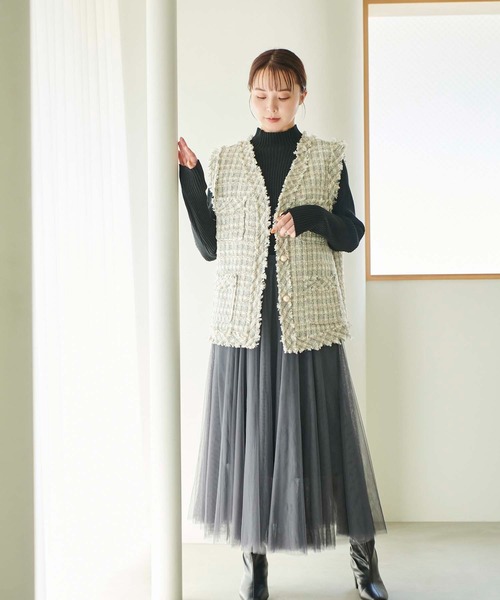 fifth（フィフス）の「チェックツイードベスト（ベスト・レディース・グレー/ブラック・M）」の17枚目の写真