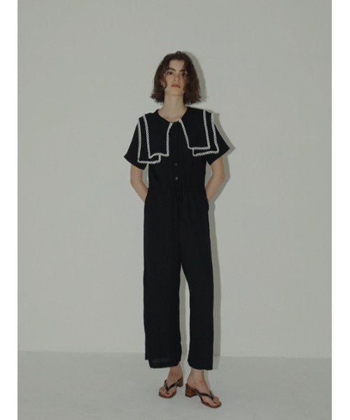 AMAIL（アマイル）の「Big collar coverall（つなぎ/オールインワン・レディース・ブラック・FREE）」の2枚目の写真