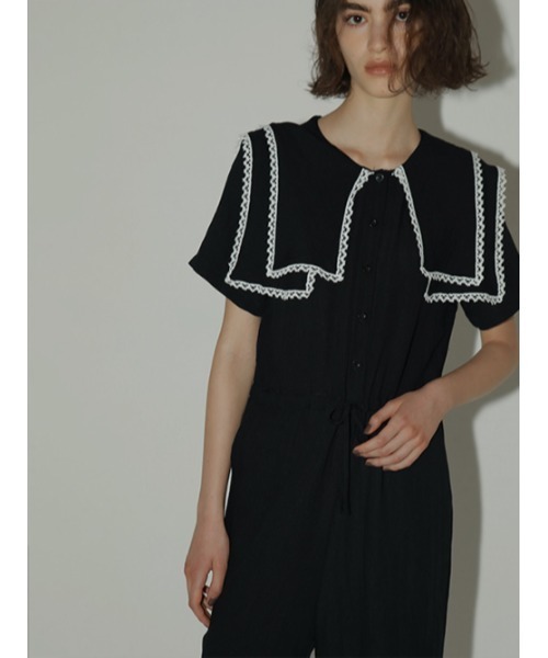 AMAIL（アマイル）の「Big collar coverall（つなぎ/オールインワン・レディース・ブラック・FREE）」の5枚目の写真