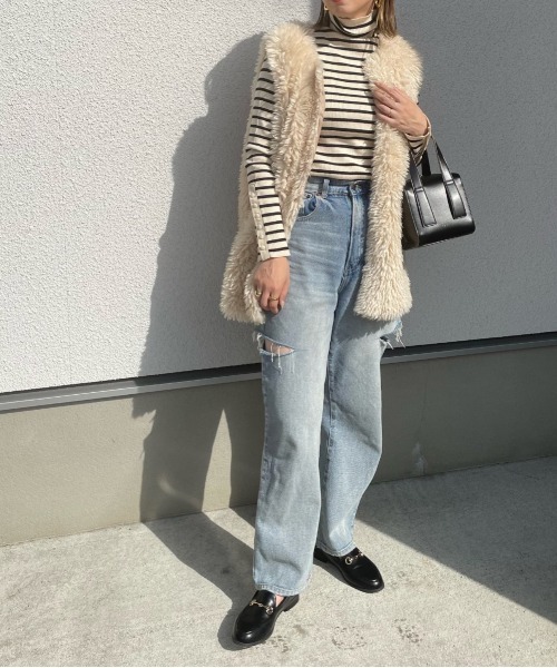 y/m by misato（イムバイミサト）の「袖ボタンハイネックニットトップス（ニット/セーター・レディース・ブルー/ブラック/マルチ/アイボリー・FREE）」の10枚目の写真