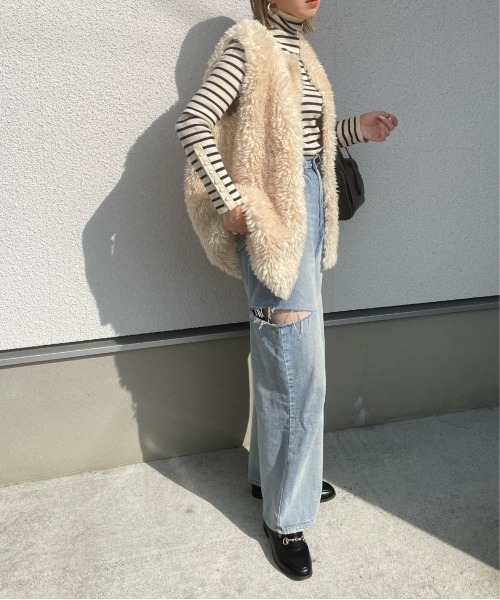 y/m by misato（イムバイミサト）の「袖ボタンハイネックニットトップス（ニット/セーター・レディース・ブルー/ブラック/マルチ/アイボリー・FREE）」の12枚目の写真