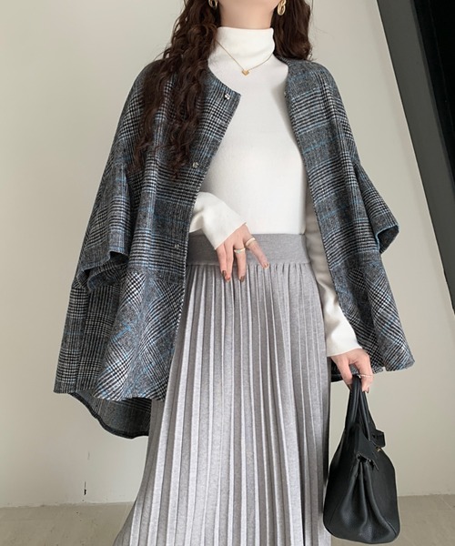 emi+(エミプラス)の「ビックシルエットチェック柄ドルマンポンチョ(ポンチョ・レディース・ブラック系その他/グレー系その他/グレー系その他2・M/L)」の20枚目の写真