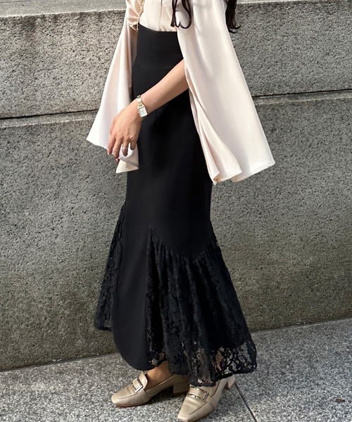 junoah(ジュノア)の「サイドレースマーメイドスカート(スカート・レディース・ブラウン/ベージュ/ブラック・LARGE/SMALL/MEDIUM)」の4枚目の写真